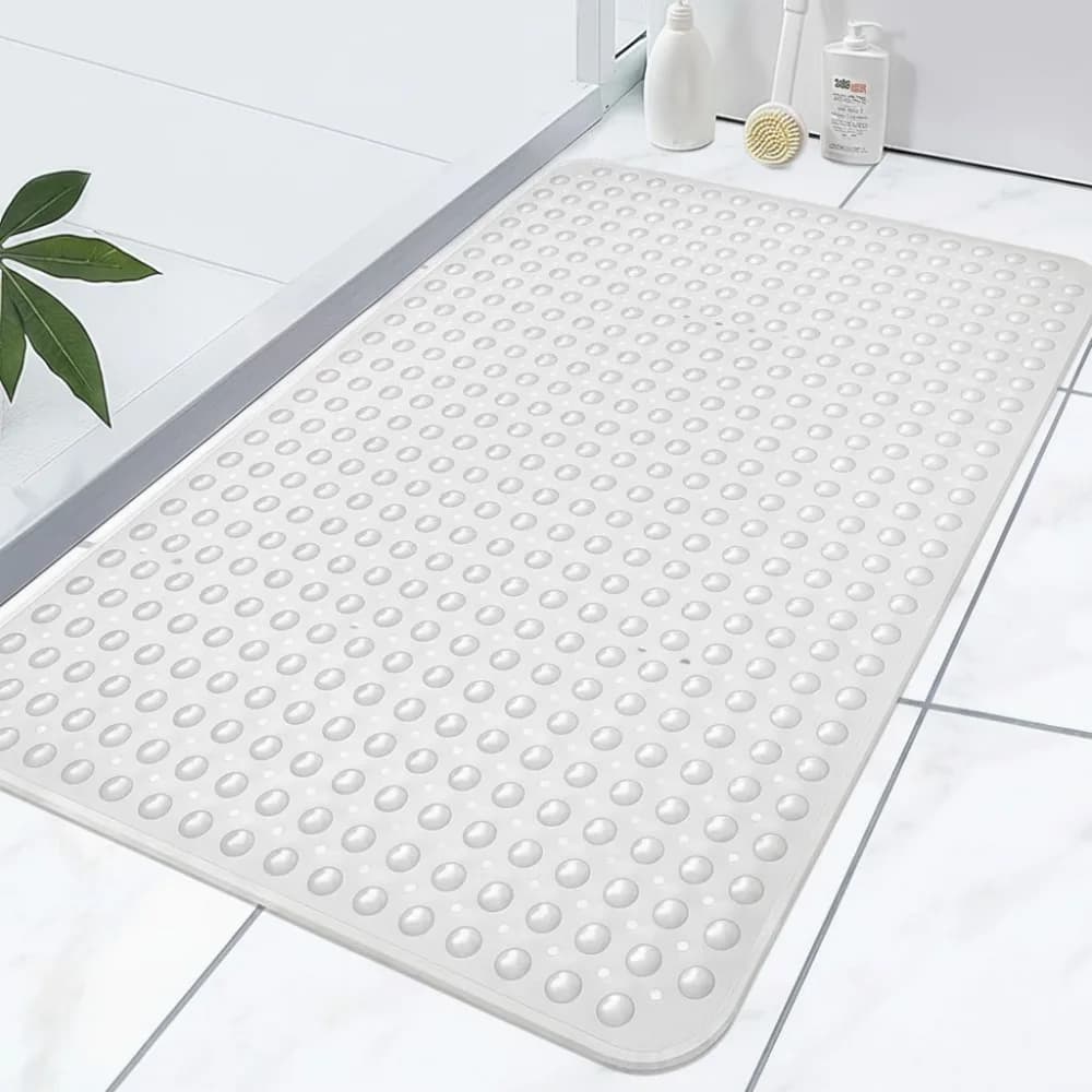 Tappetino da doccia antiscivolo extra large Tappetino da bagno in TPE da 47x31 pollici con fori di scarico, tappetino di sicurezza antiscivolo per docce e vasche da bagno