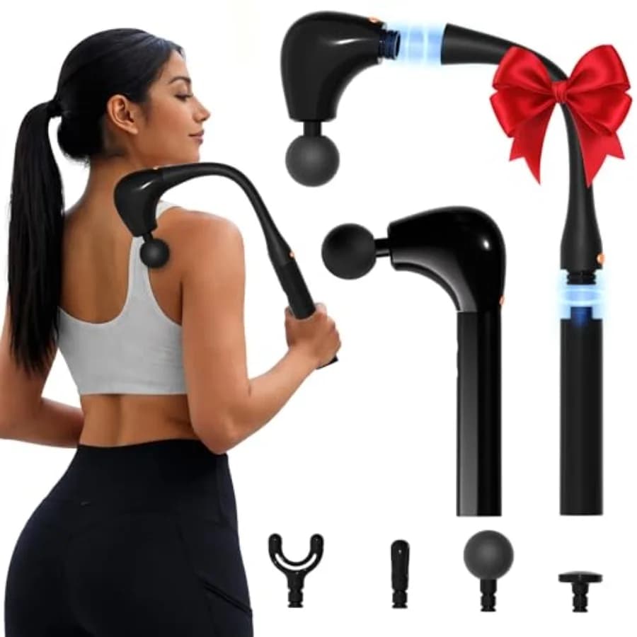 Professional Massage Gun for Fabrics Backgrounds with Extensible Handle, 2-in-1 Percussion Massage Stackable for Back, to Relieve Muscular Pain