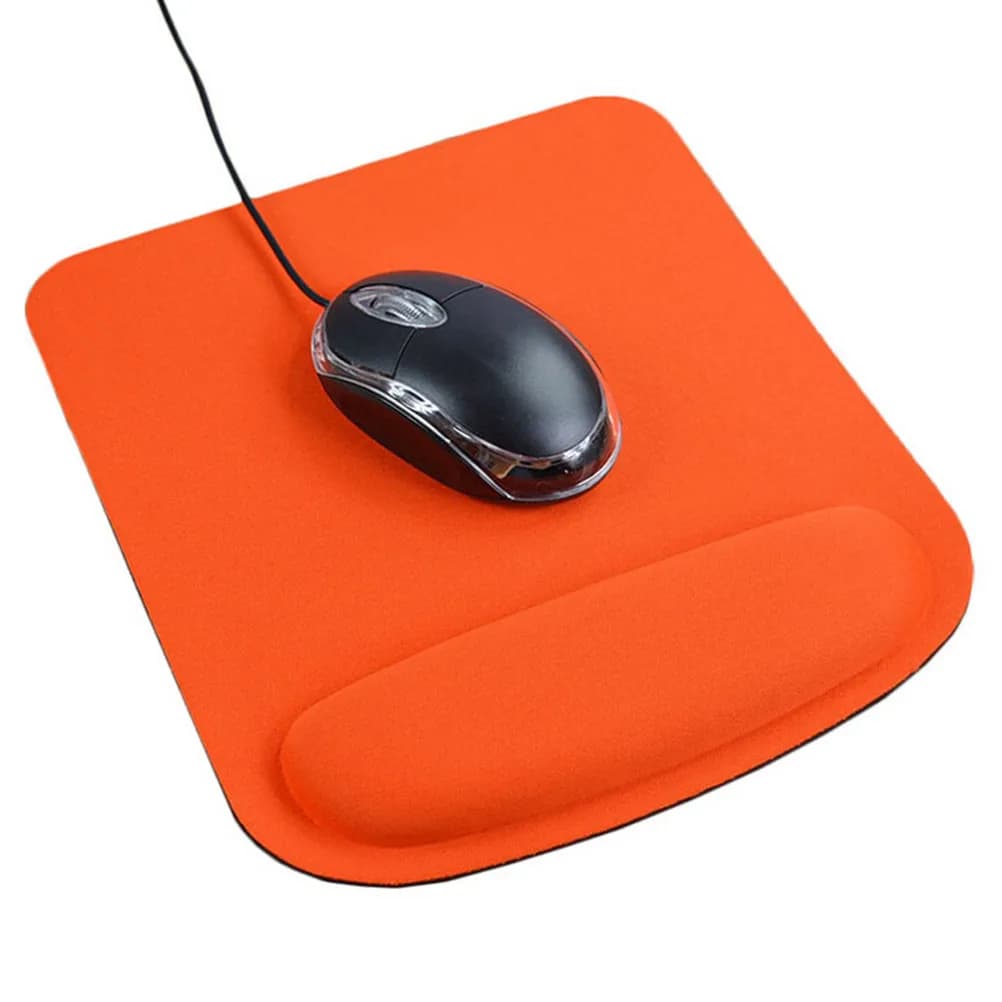 Tappetino per Mouse con Supporto per Polso, Ergonomico in Gomma Arancione, Design Confortevole che Riduce lo Stress e l'Affaticamento del Polso