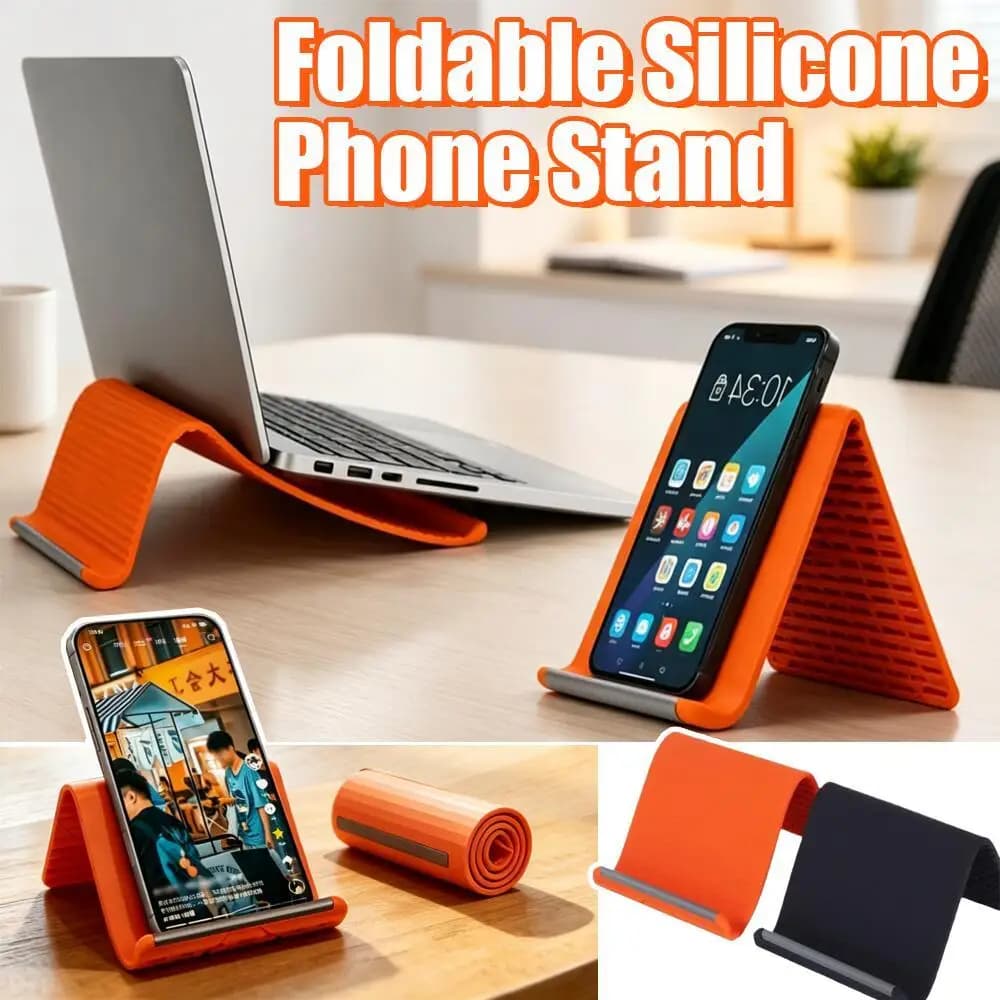 Flexible Transformable Silicone Phone Laptop Stand, Foldable Storage Desktop Holder, Must Have for Office Travel