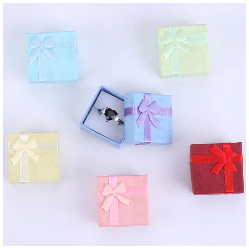 12 Piece Paper Box Jewelry Packing Box Multicolor Earrings Ring Box Gift Box for Jewelry 4*4*3 cm Wholesale