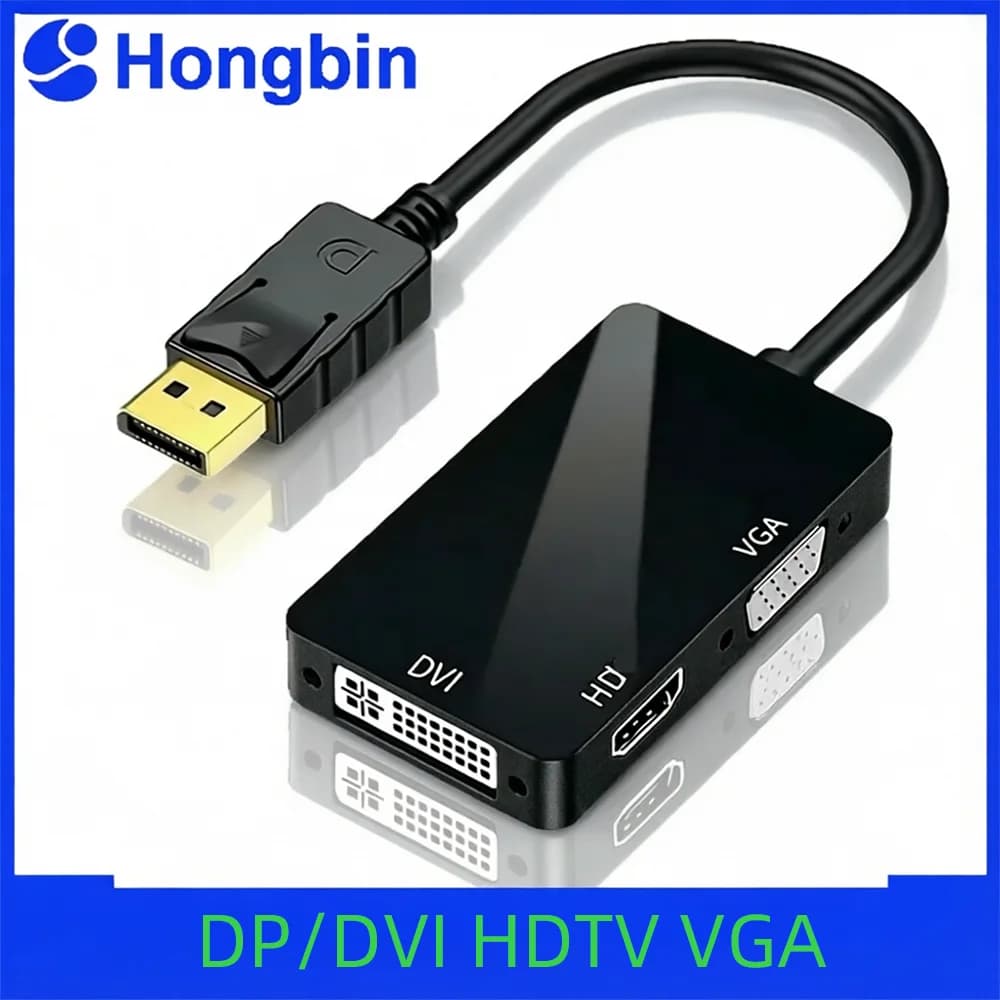 Triple DP Converter to VGA, DP to DVI, HDTV, VGA Universal for External Monitors and Hosts