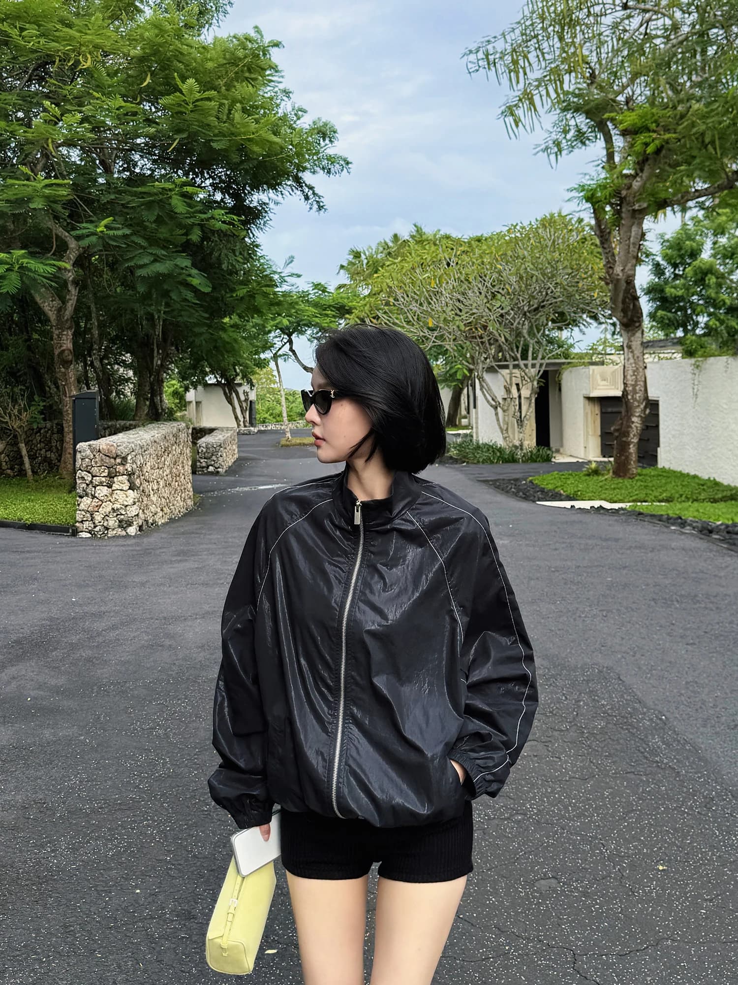 Giacca FORNIYOYO dal design classico reinventato con orlo con coulisse, collo alto, taglio 3D, in cotone traspirante, cappotto primaverile da donna