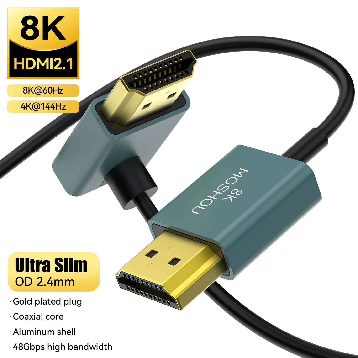 MOSHOU HDMI cable to HDMI slim and flexible 8K 4K 4K to 120 Hz 8K to 60 Hz HDMI 2.1 cable ultra slim 48 Gbps for monitor HDTV camera