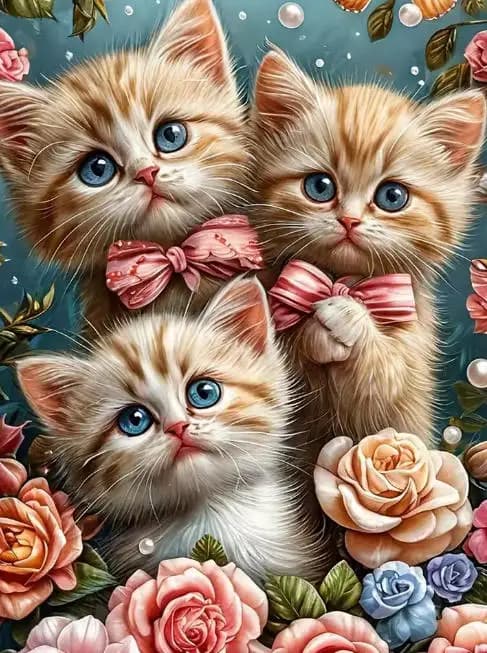 1pc frameless Painting Paints By Numbers For Beginner Easy Draw Cat Family Animals Drawing On Canvas Acrylic Paints