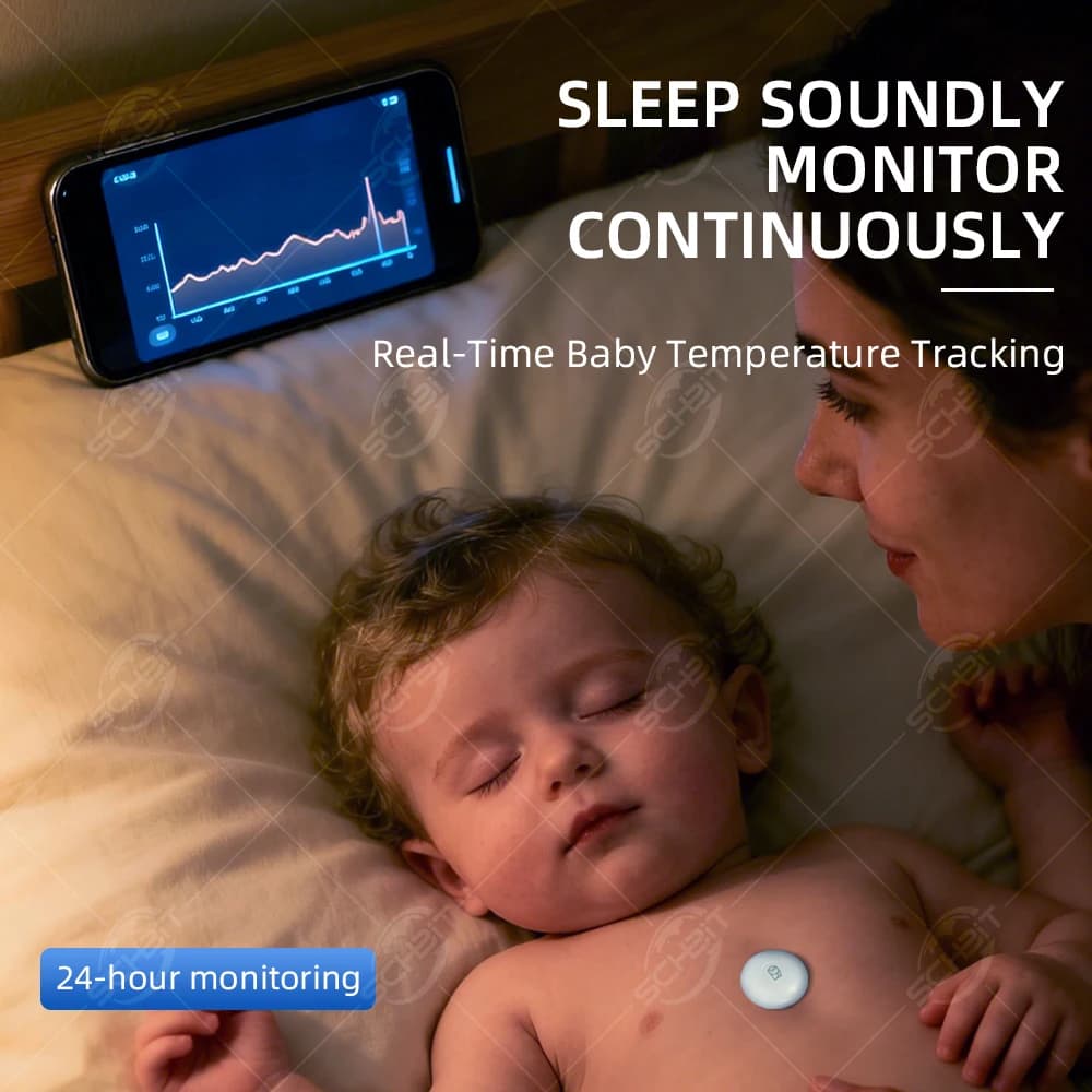 Termometro Wireless Intelligente per Bambini con Allarme di Alta Temperatura e Sensore per Controllo App Miaomiaoce e Monitoraggio Remoto