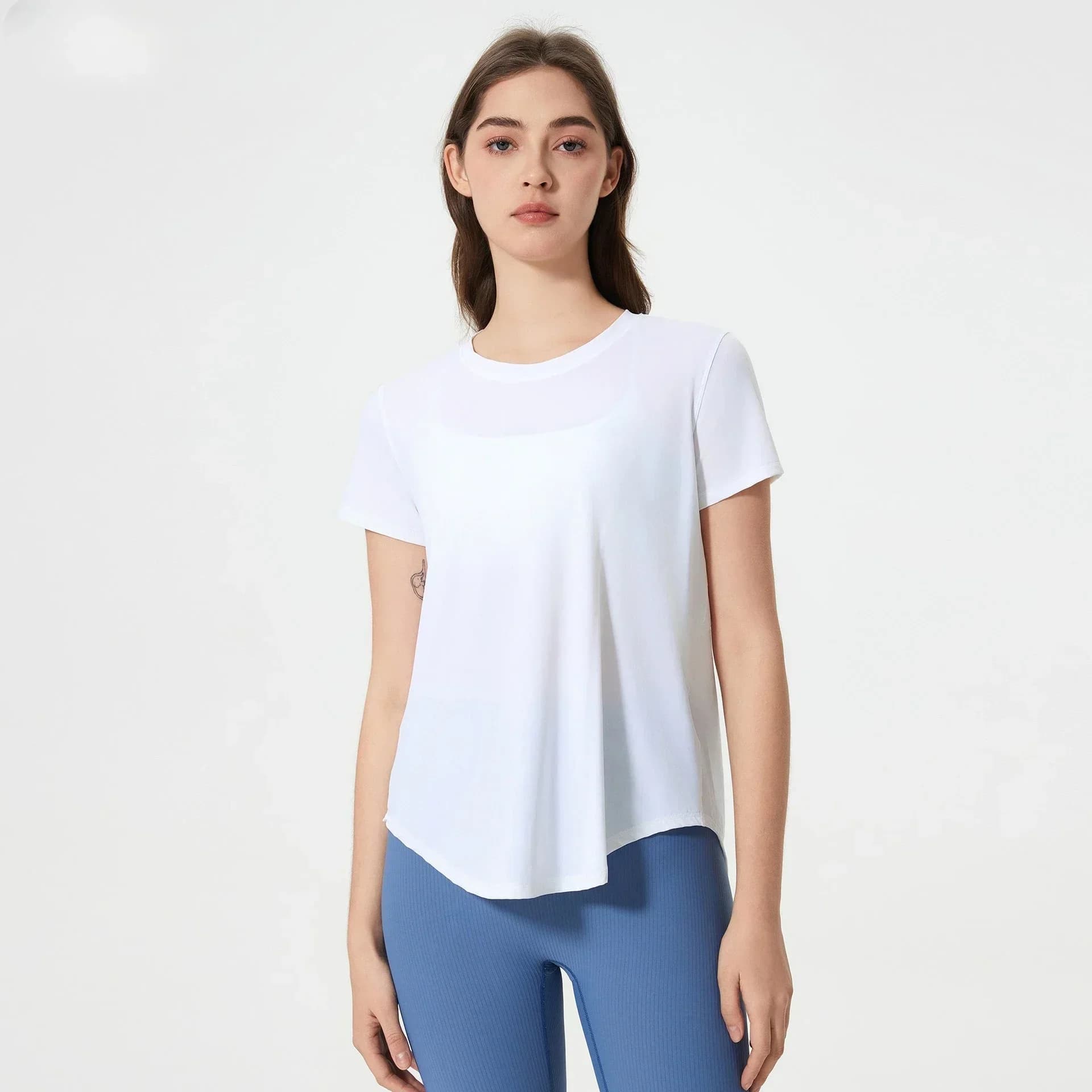 Women's Crop Sport T-shirt Lemon, Short Sleeve T-shirt for Yoga and Gym, Top Breathable in Rapid Drying for Jogging and Open Fitness
