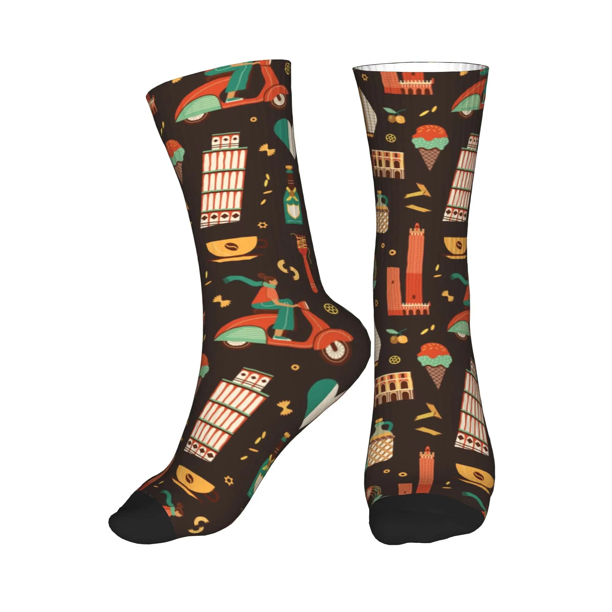 Italy Travel Italian Food Landmark Dress Socks Mens Womens Warm Funny Novelty Crew Socks