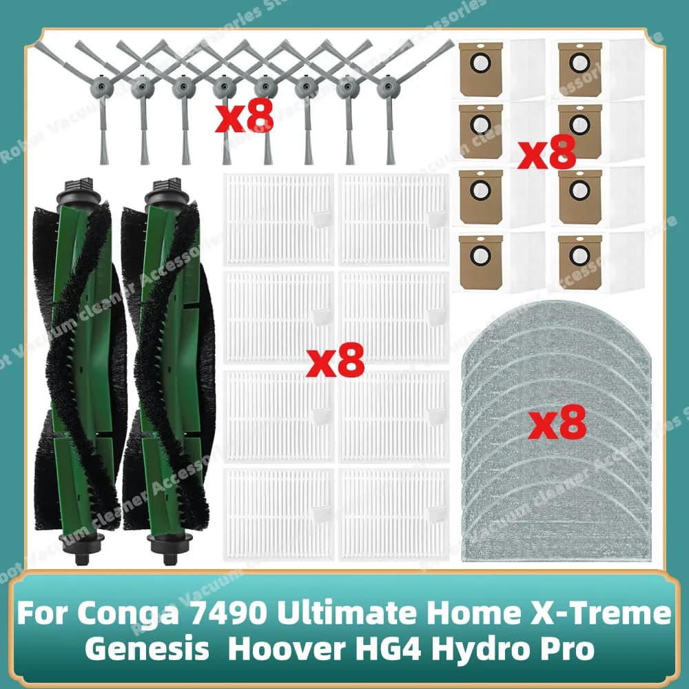 Misura per Cecotec Conga 7490 Ultimate Home X-Treme Genesis Parti Principale Spazzola Laterale Filtri Mop Sacchetti Per La Polvere