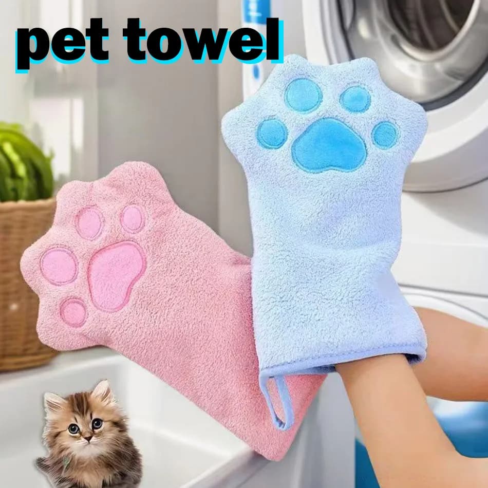 Multicolor QuickDrying Pet Grooming Gloves Soft Absorbent Dog Bath Gloves Paw Print Design for Dogs And Cats Bathing Drying Es