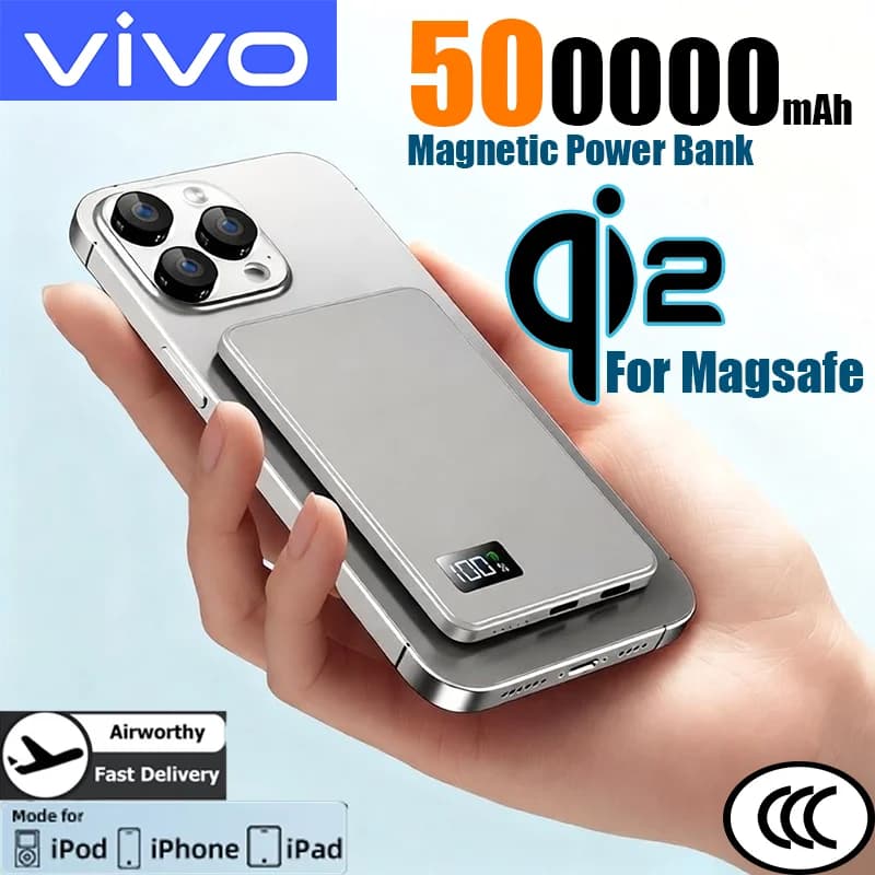VIVO 500000mAh Wireless Power Bank PD22.5W Super Fast Charging Portable External Battery for Magsafe For Iphone Samsung Huawei