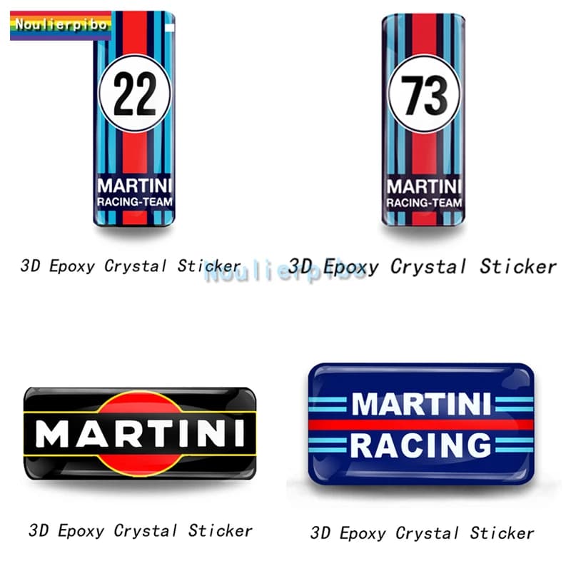 Decalcomania in gel con parte superiore in cristallo personalizzato 3D Martini Racing Launch Box Die Cut Vinile per auto Casco per moto Decalcomania per trolley per pianoforte