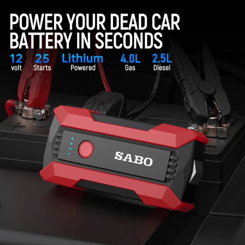 Avviatore d'Emergenza per Auto 12V, Alimentatore Portatile Multifunzionale con Illuminazione, Accessori per Automobili