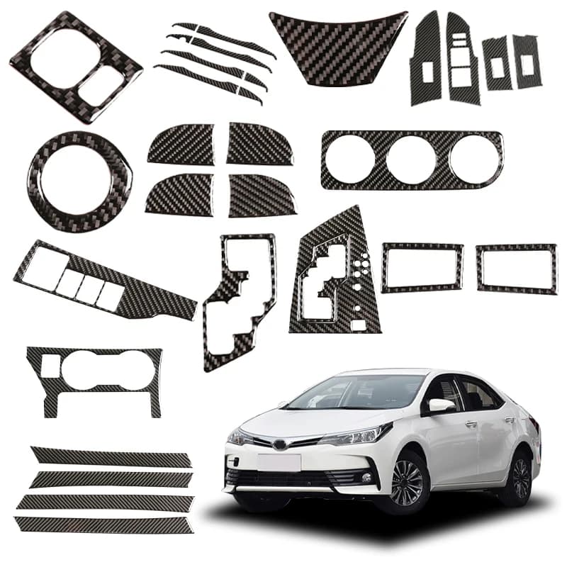 Interior Kit Carbon Fiber Soft for Toyota Corolla 2014-2018, Decoration for Dashboard, Console and Change Panel, Decorative Stickers
