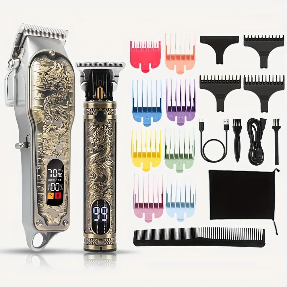 Professional 2-piece/set haircut set, wireless portable electric shaver with LED display, haircut machine for me