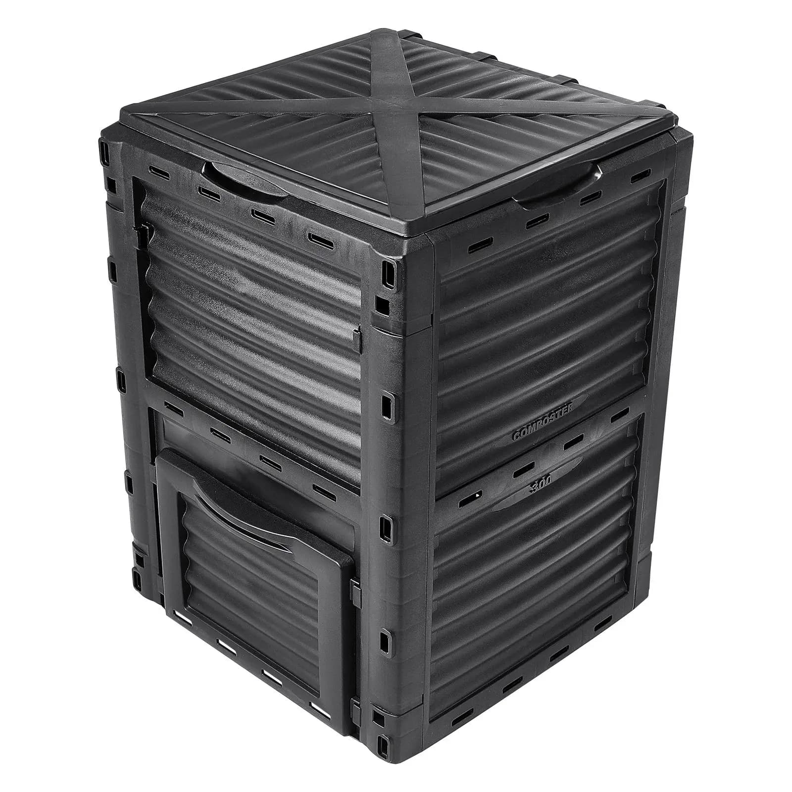 Garden Compost Bin 80 Gal, BPA Free Composter, Large Capacity Outdoor Composting Bin with Top Lid and Bottom Door, Easy Assembling, Lightweight, Fast Creation of Fertile Soil