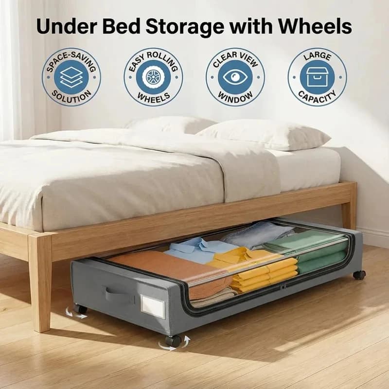 Containers Spare Parts With Wheels and Covers, Ideal for Shoes and Dresses, Sleepers and Bedrooms