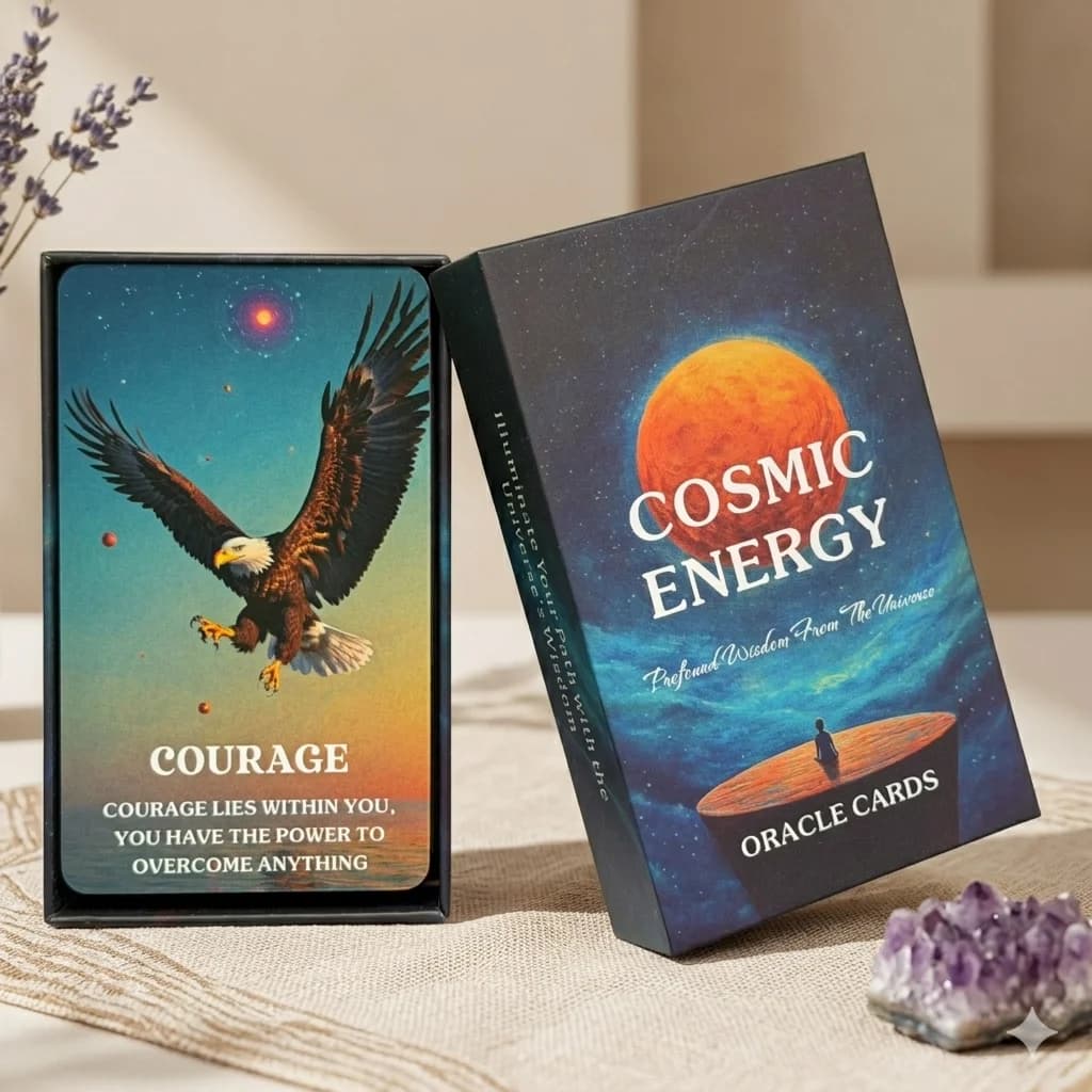 54 carte Oracle dell'energia cosmica in inglese, serie Tarot, carte divinatorie per la guida spirituale, dimensioni 12×7 cm / 4,72×2,76 pollici