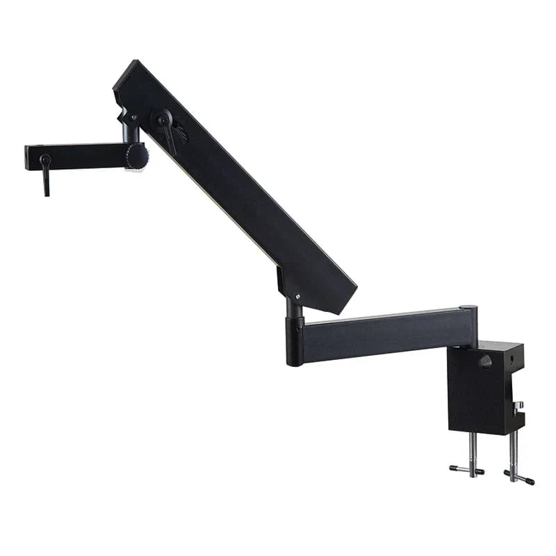 Supporto con morsetto a colonna con braccio articolato per microscopio stereo binoculare trinoculare