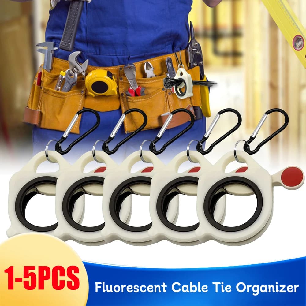 Organizzatore di fascette per cavi fluorescenti riutilizzabili Fascette per cavi elettrici Clip per fascette per cavi in plastica Strumento portatile per riporre fascette per cavi