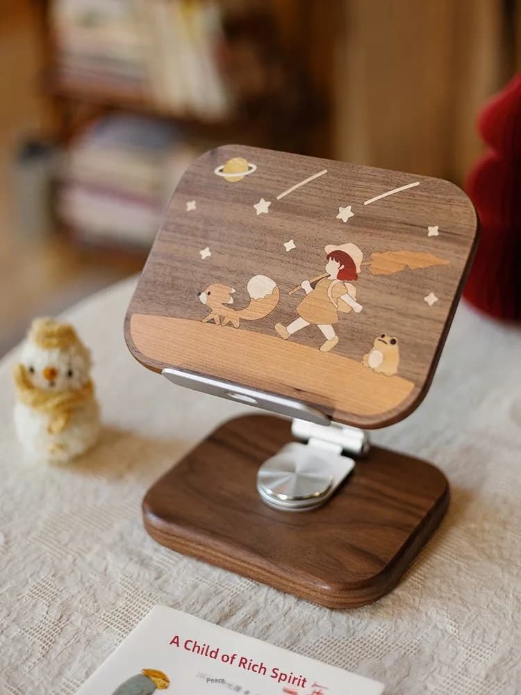 Forest Partner Adjustable Height Mobile Phone Tablet Stand Cute Practical Wooden Craft Desktop Gift for iPad Support