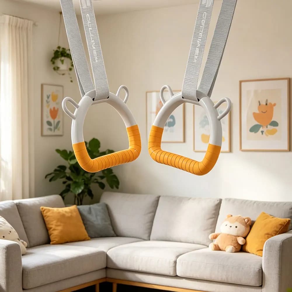 With Straps Gymnastic Rings Non-Slip Durable Pull Up Bar Adjustable Straps Arm Strength Fitness Exercise Ring