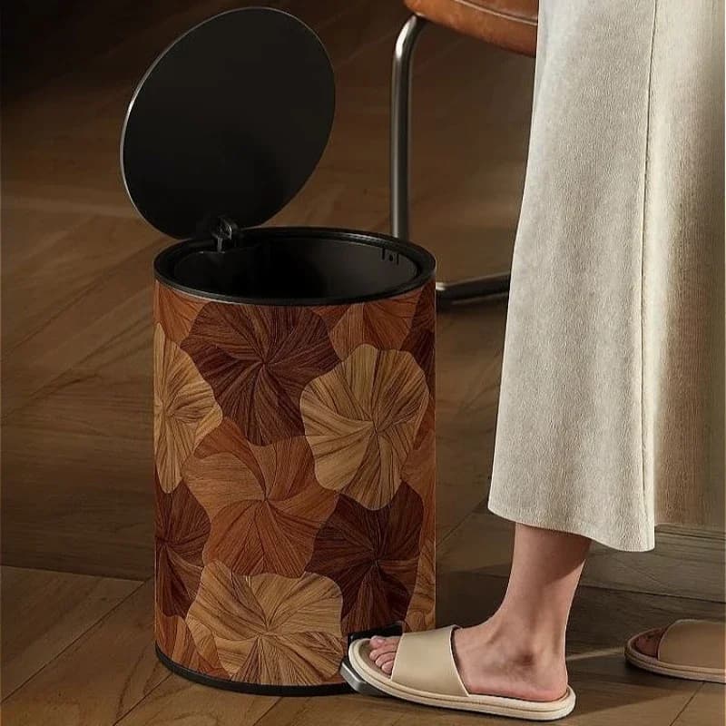 Large Capacity Waste Bins Thickened Metal Round Bucket Garbage Baskets Silent Luxury Home Litter Bins with Lid Double Trash Can