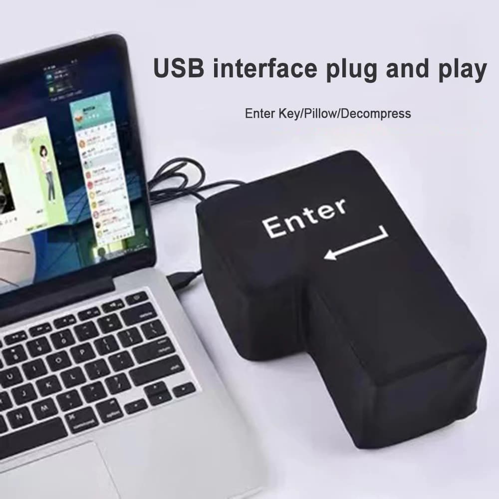 Creative Anti-Stress Huge Enter Key Big Giant USB Computer Keyboard Vent Button Pillow Office Desktop Stress Reliever