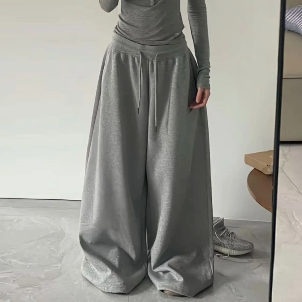 Pantaloni Eleganti da Donna alla Moda a Vita Alta con Coulisse e Tasche, Streetwear, Leggings Larghi Elasticizzati, Joggers Casual, Pantaloni a Gamba Larga