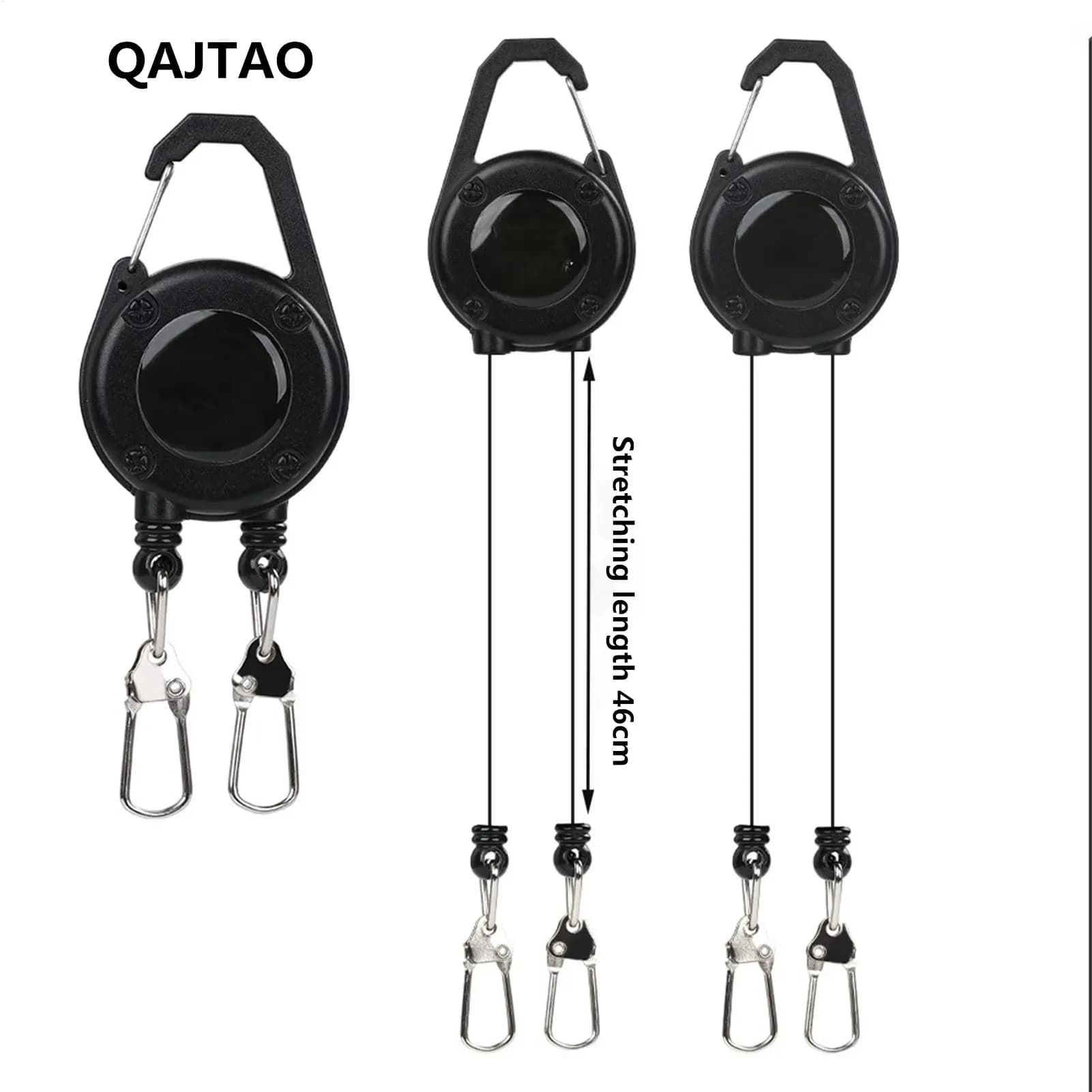 QAJTAO Retractable Keychain Double-Headed Retractable Belt Clip Lanyard Badge Holder Pull Reel with Steel Cord Outdoor Fishing