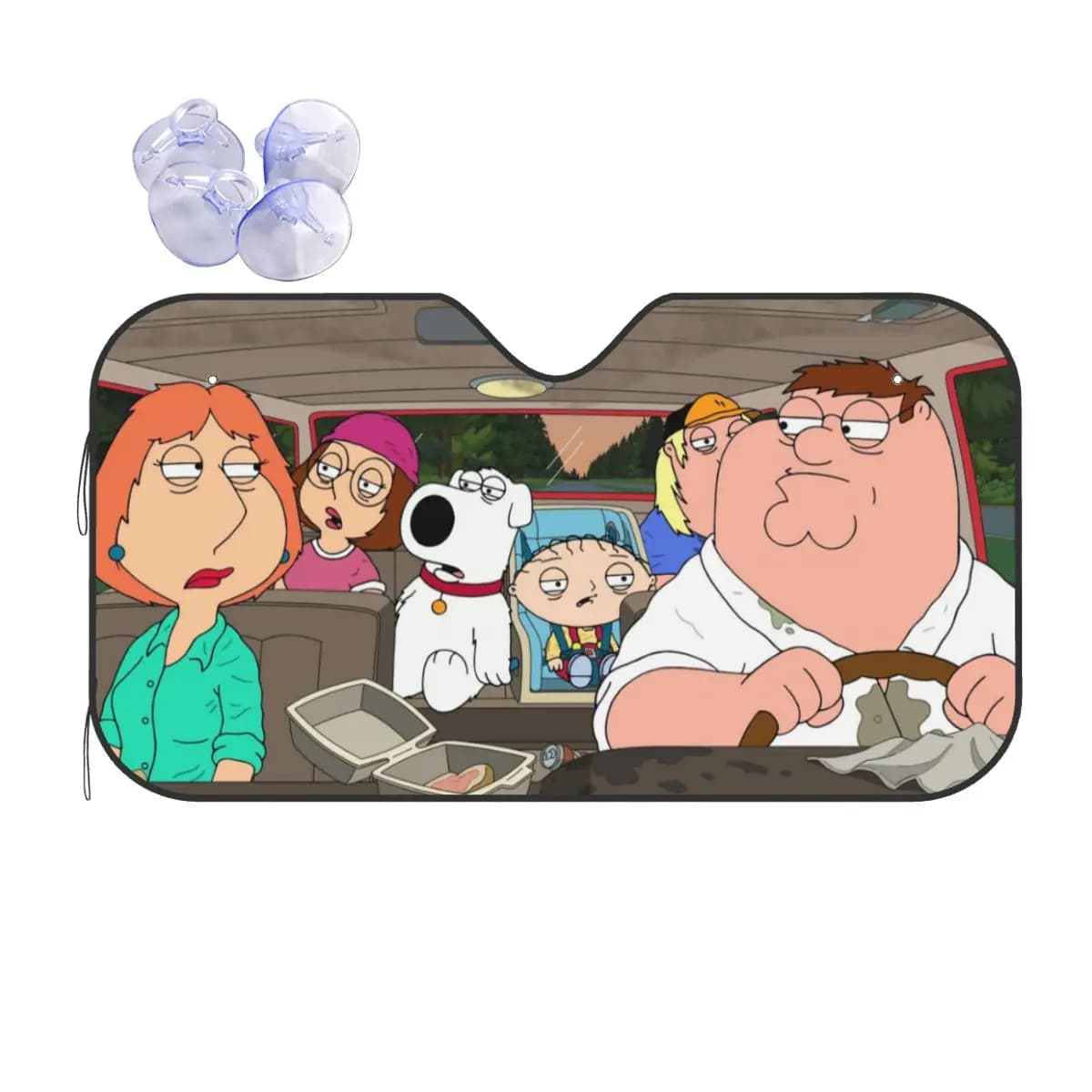 Familys-Guys Anime Sunshade Windscreen Peter Drive Creative Car Sunshade Heat Reflector per parabrezza anteriore auto 70x130 cm