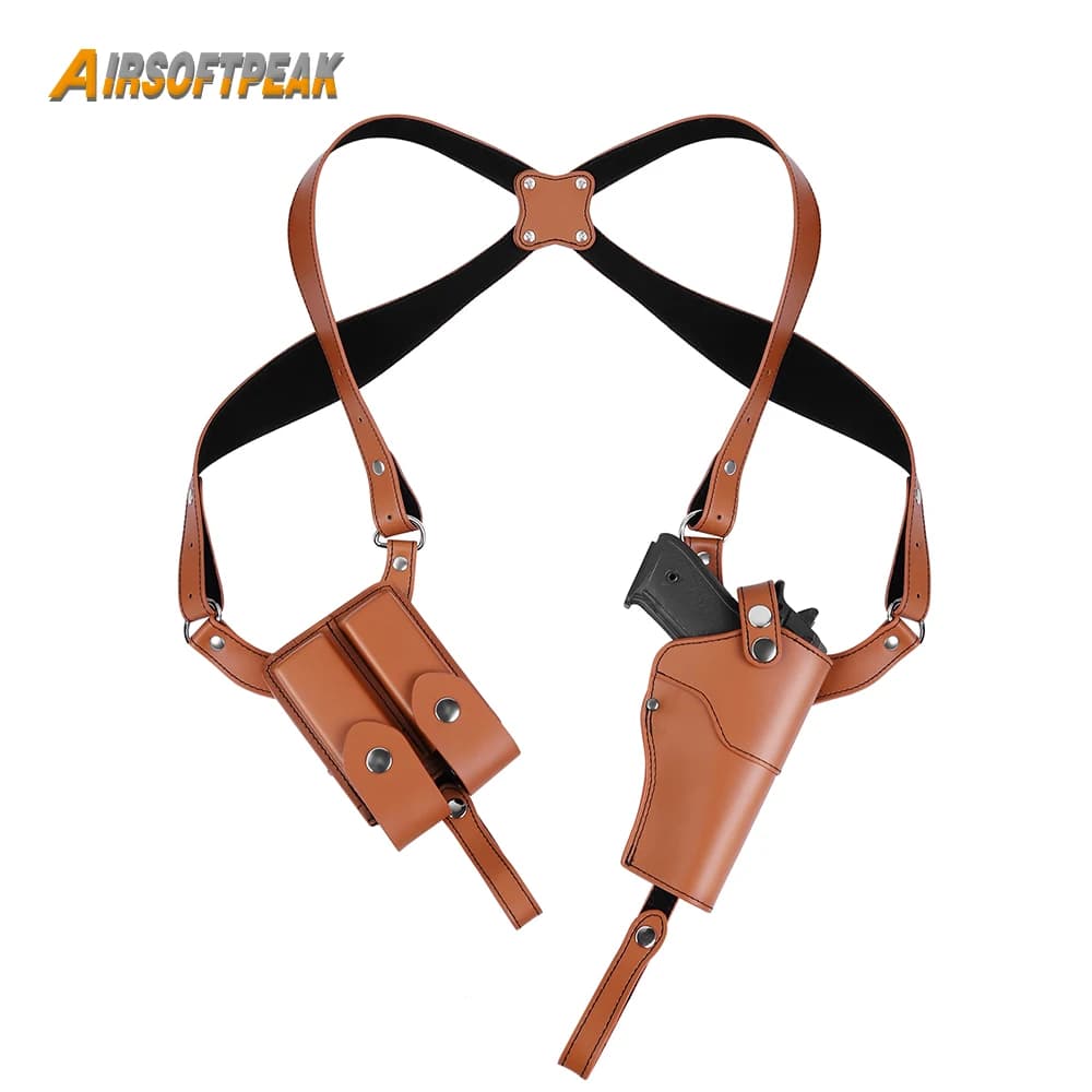 Tactical Gun Shoulder Holster Concealed Underarm Leather Pistol Holster Handgun Carry Pouch for Glock 17 19 Gun Bag