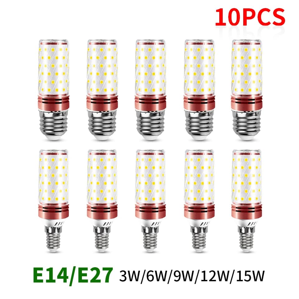 10PCS E27 LED Corn Lamp 3W 6W 9W 12W 15W SMD2835 E14 LED Candle bulb AC85-265V LED Light Candle for Home Decoration
