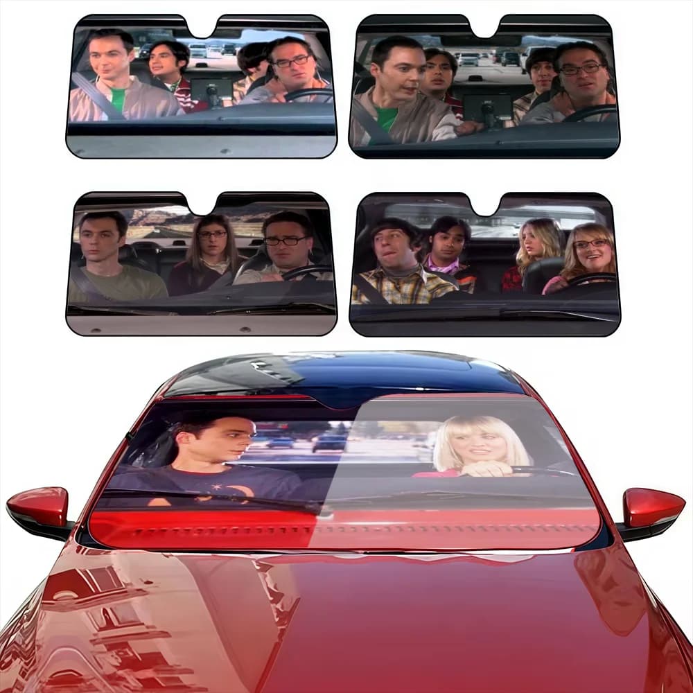 Funny B-Big B-Bang T-Theory Car SunShade Windshield Anti-UV Protection Front Sun Shade Protector Interior Cooling for Vehicle