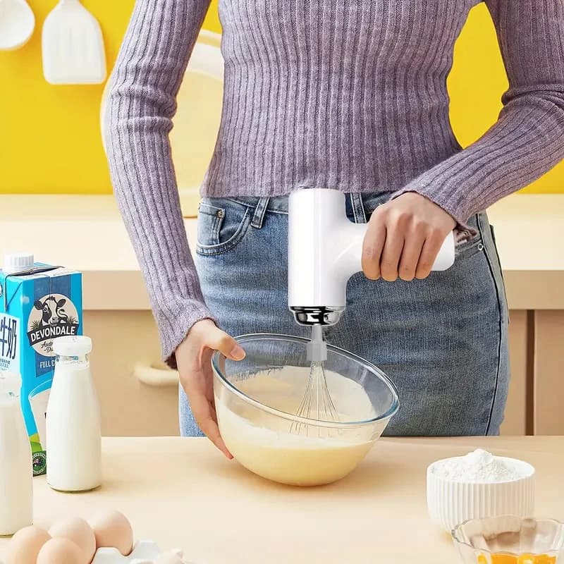 Electric milk frother, 3-speed rechargeable, electric milk and coffee mixer, egg beater, cream mixer, kitchen electric mixer