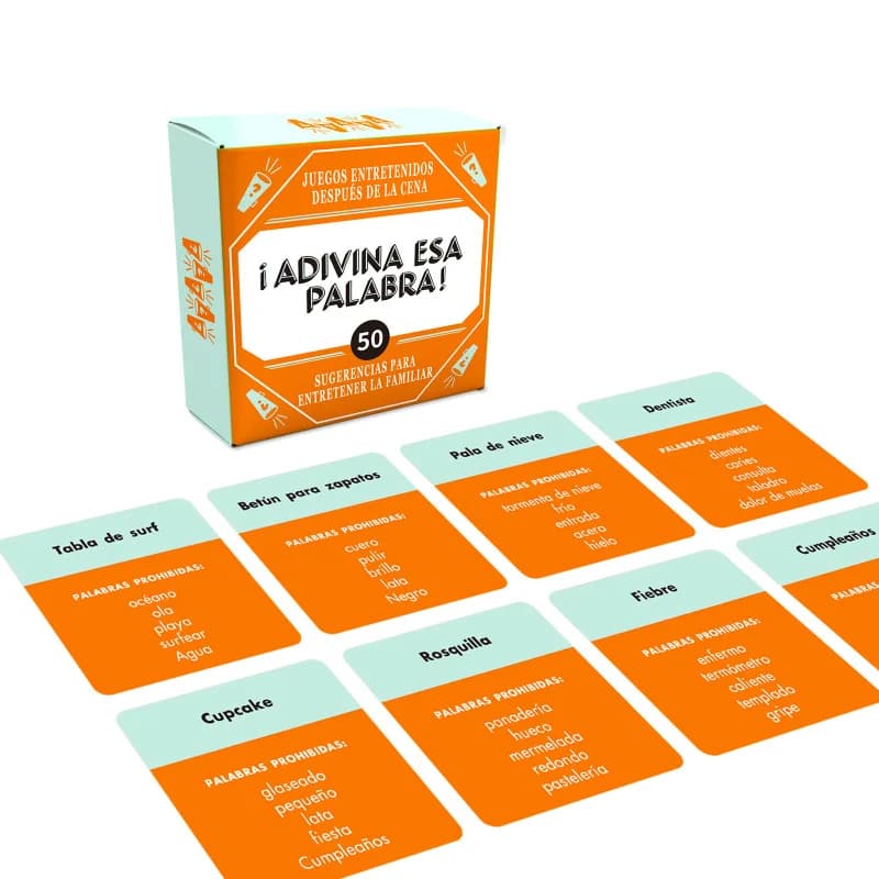 Gioco da tavolo per indovinare le parole spagnole – 50 carte per vocabolari Gioco per l'apprendimento delle lingue per adulti e adolescenti, regalo di Natale e Capodanno