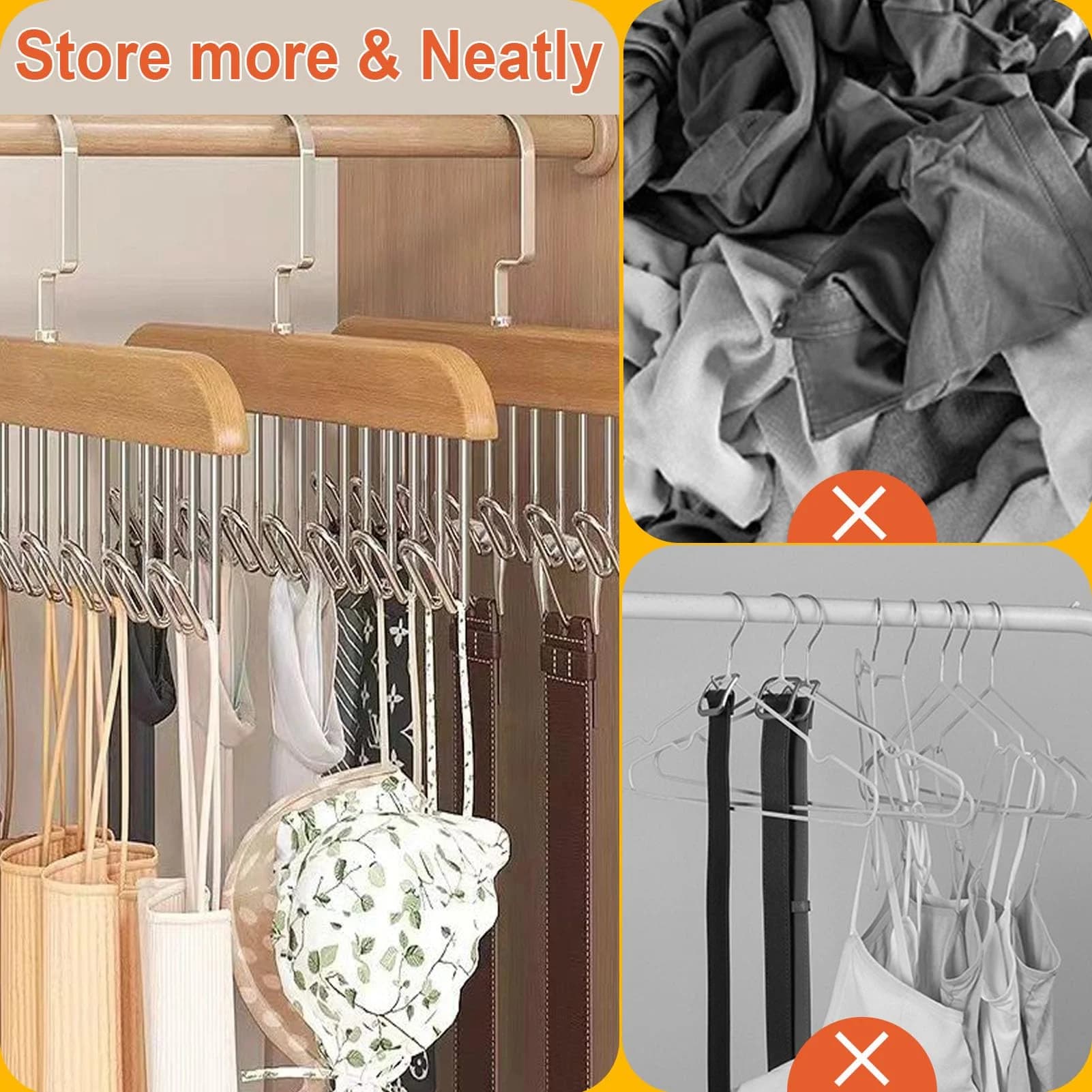 Appendiabiti Multifunzionale in Legno per Organizzare Vestiti, Biancheria Intima e Gilet, Stendibiancheria per Casa e Dormitorio