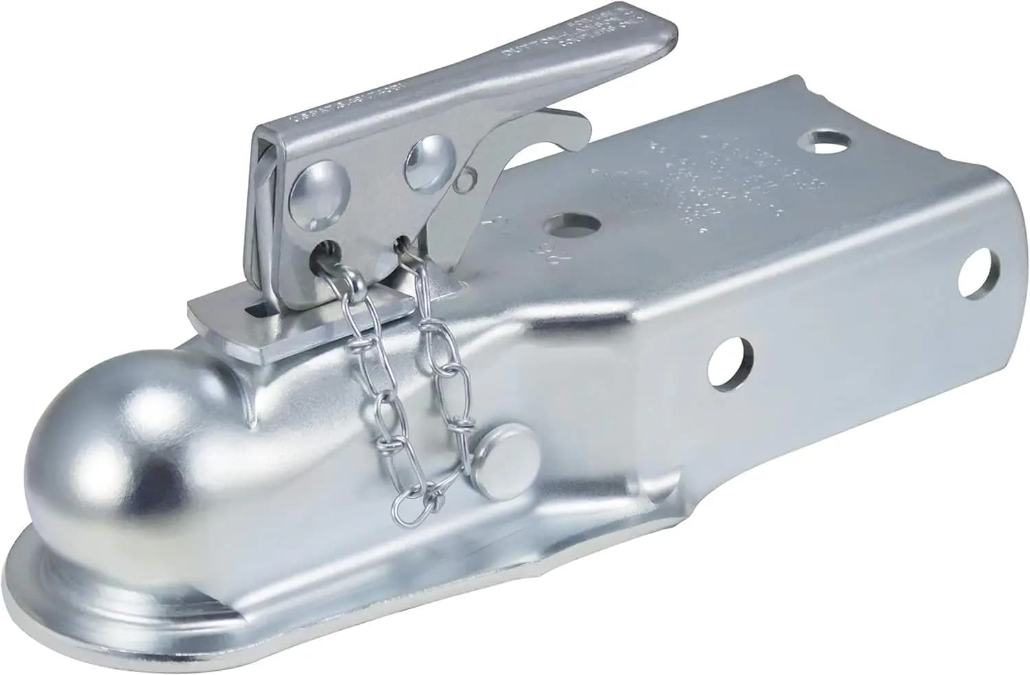 Gancio di traino SAE Classe 2 con perno e catena, finitura antiruggine per rimorchi per barche, sfera di traino da 2 pollici, linguetta da 3 pollici, design a bloccaggio rapido