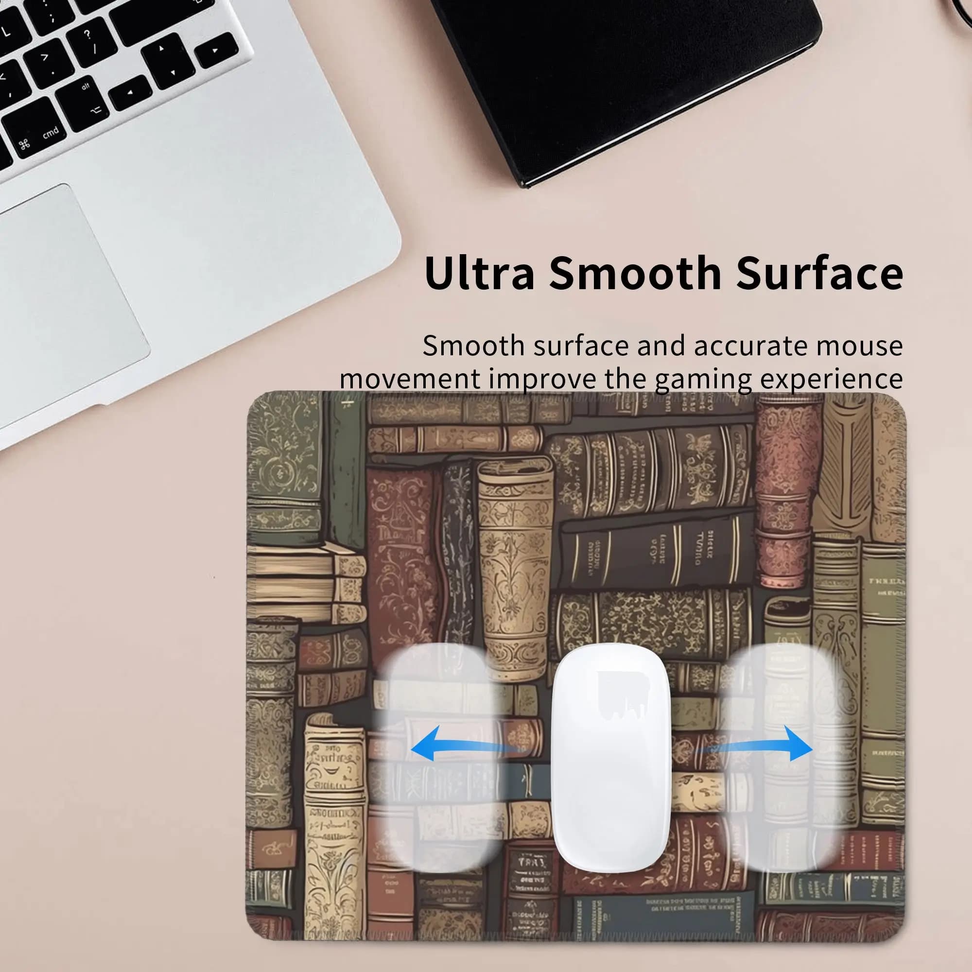 Vintage Library Themed Mouse Pad Computer Keyboard Mouse Mat Gamer PC Laptop Desk Mat Office Table Mats