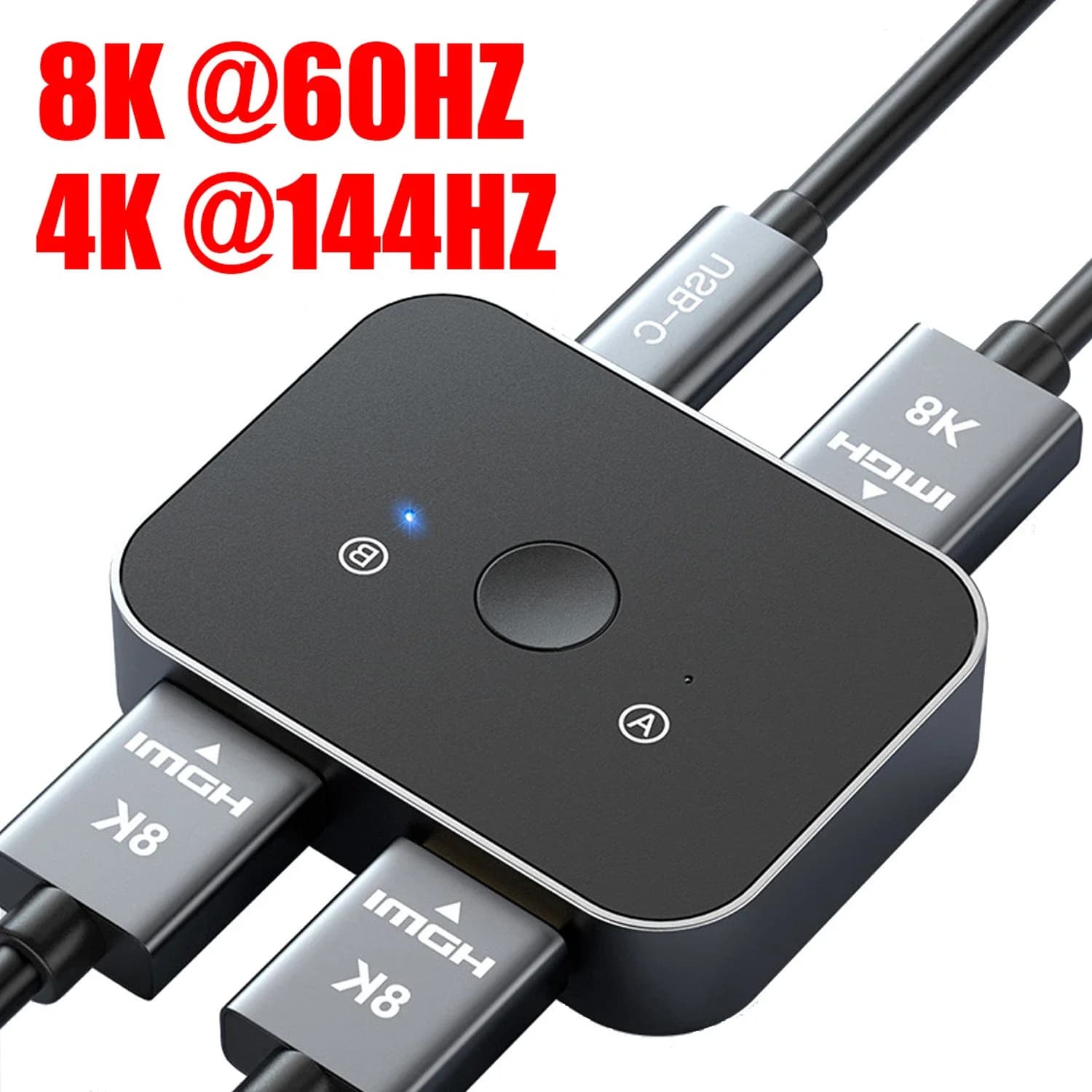 Adapter for TV Switch HDMI 8K 8K@60Hz 4K@120Hz Two-way Switcher Converter 2 in 1 HD 2.1 output for PS5/4 Xbox Fire Stick