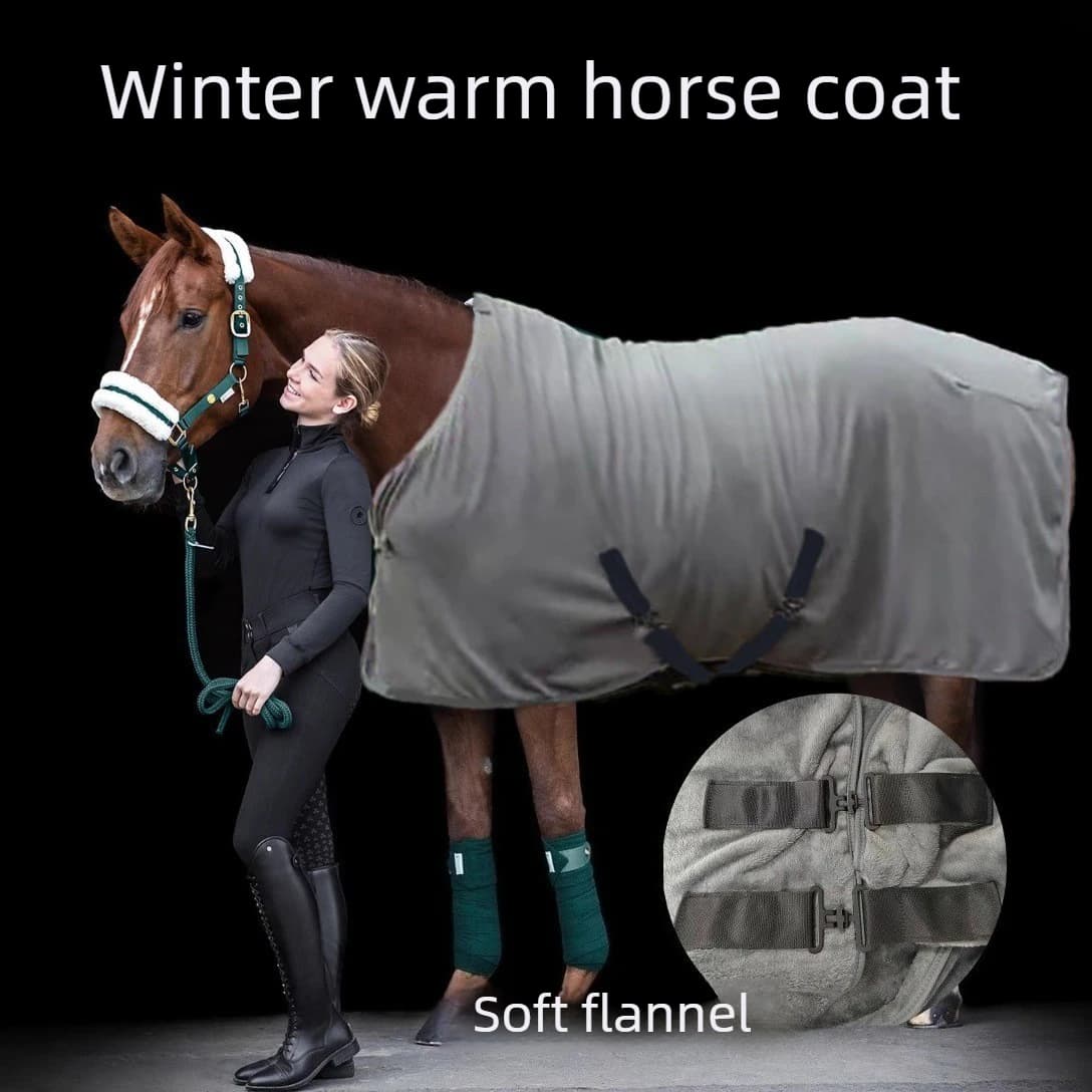 Coperta Invernale in Pile per Cavalli, Strato Singolo, Attrezzatura Equestre per Cavalli di Taglia Media e Grande