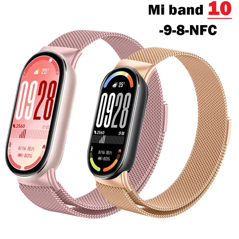 Milanese ring for xiaomi Mi Band 10 NFC spare strap kit miband10 sports strap for xiaomi smart band 9-8 accessories
