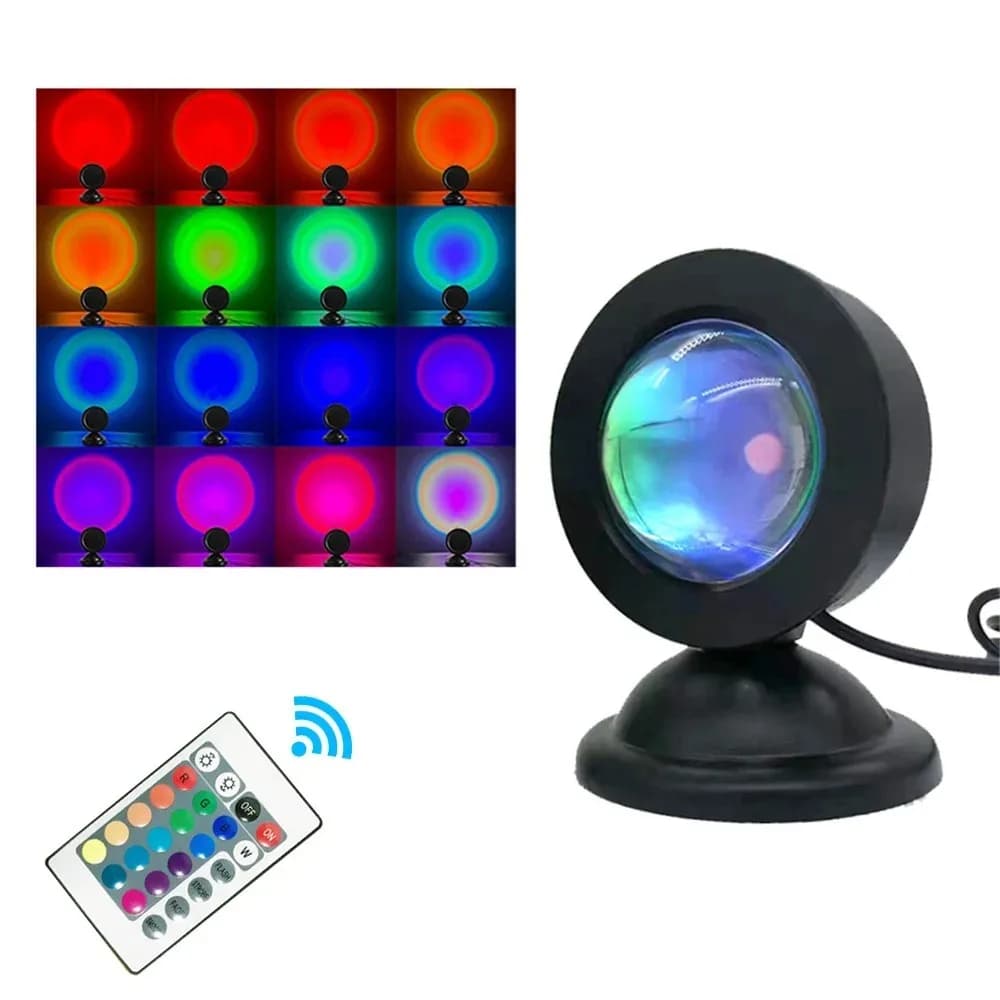 1 pz Mini USB Lampada da tramonto Proiettore a LED Luce notturna 16 colori Interruttore Atmosfera Casa Camera da letto Sfondo Decorazione della parete Regalo