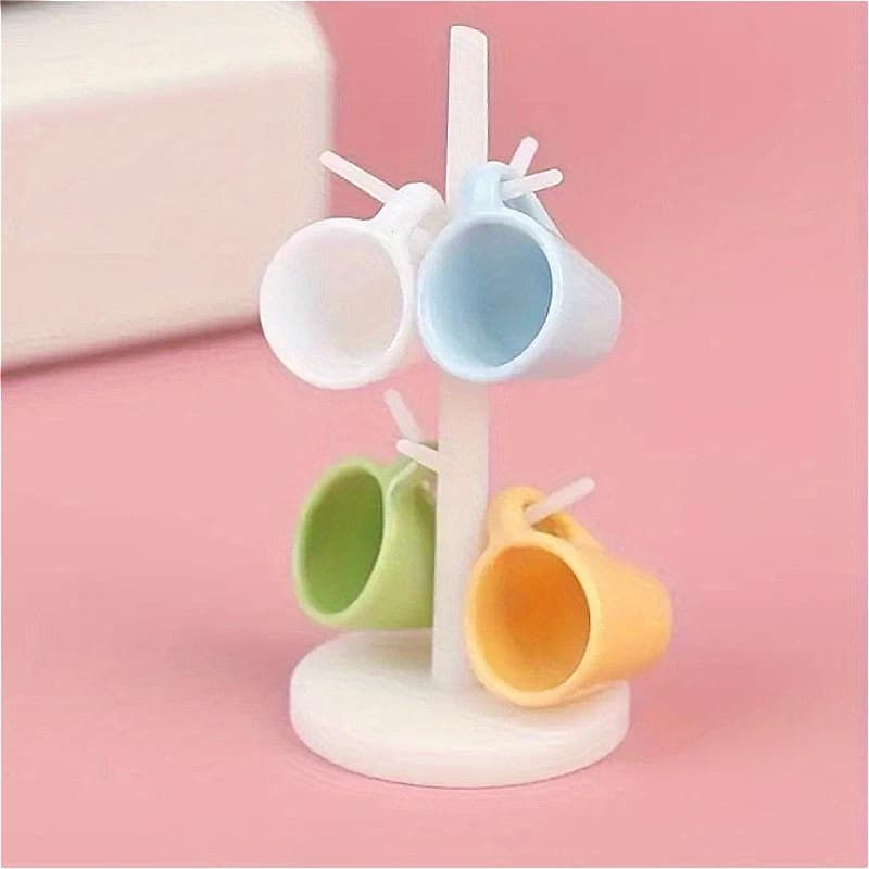 1 set mini set di tazze per casa delle bambole portabicchieri per acqua e modello di tazze per bevande casa da gioco accessori in miniatura decorazione ornamenti per il desktop
