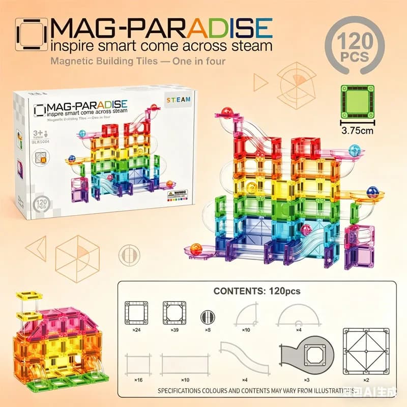 Set di Piastrelle Magnetiche per Costruire Piste Urbane Modulari per Bambini, Ragazzi e Ragazze, Regalo di Compleanno, Divertimento per la Stanza dei Giochi