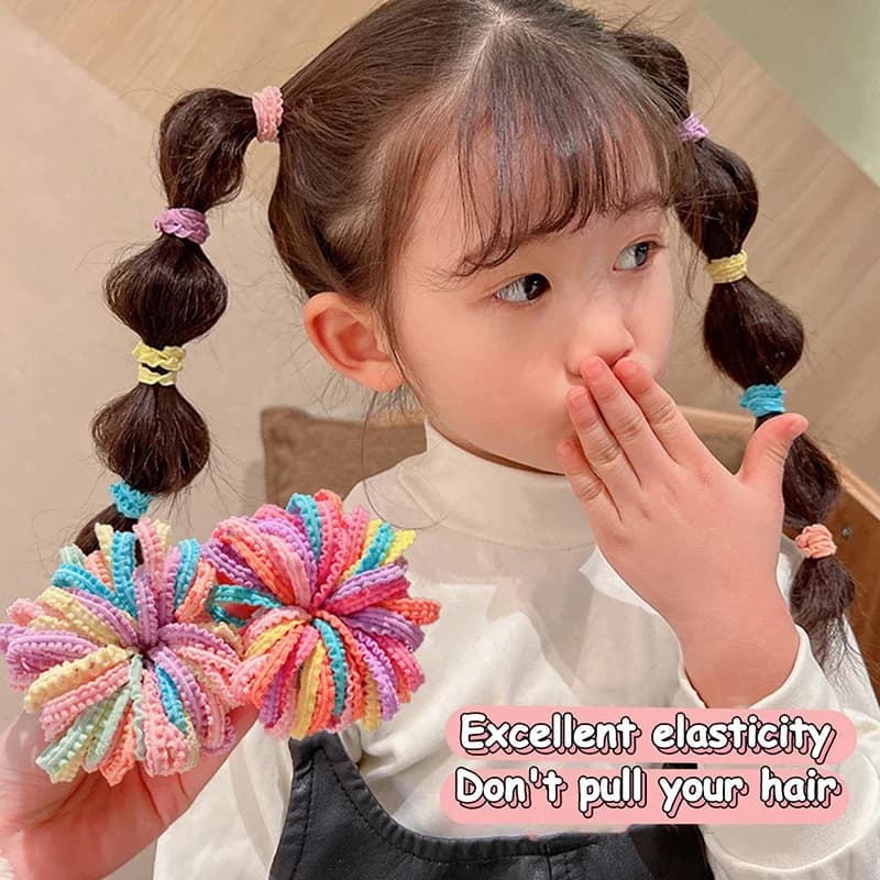 50pcs Girls Candy Color Hair Ties Elastic Hair Band Baby Cute Trendy Comfortable Headwear Hair Ties Kid Accessories