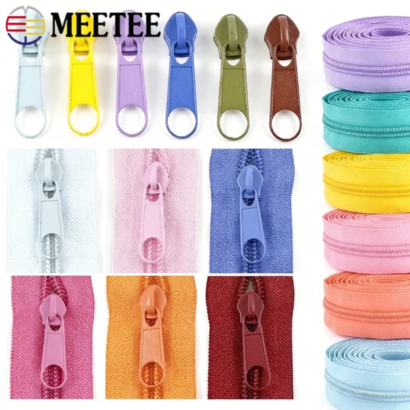 5/10/20M 3 # 5 # Cerniera in nylon con cursori, cerniere decorative per abbigliamento al metro, kit di riparazione cerniere per zaini, accessori per cucito fai da te