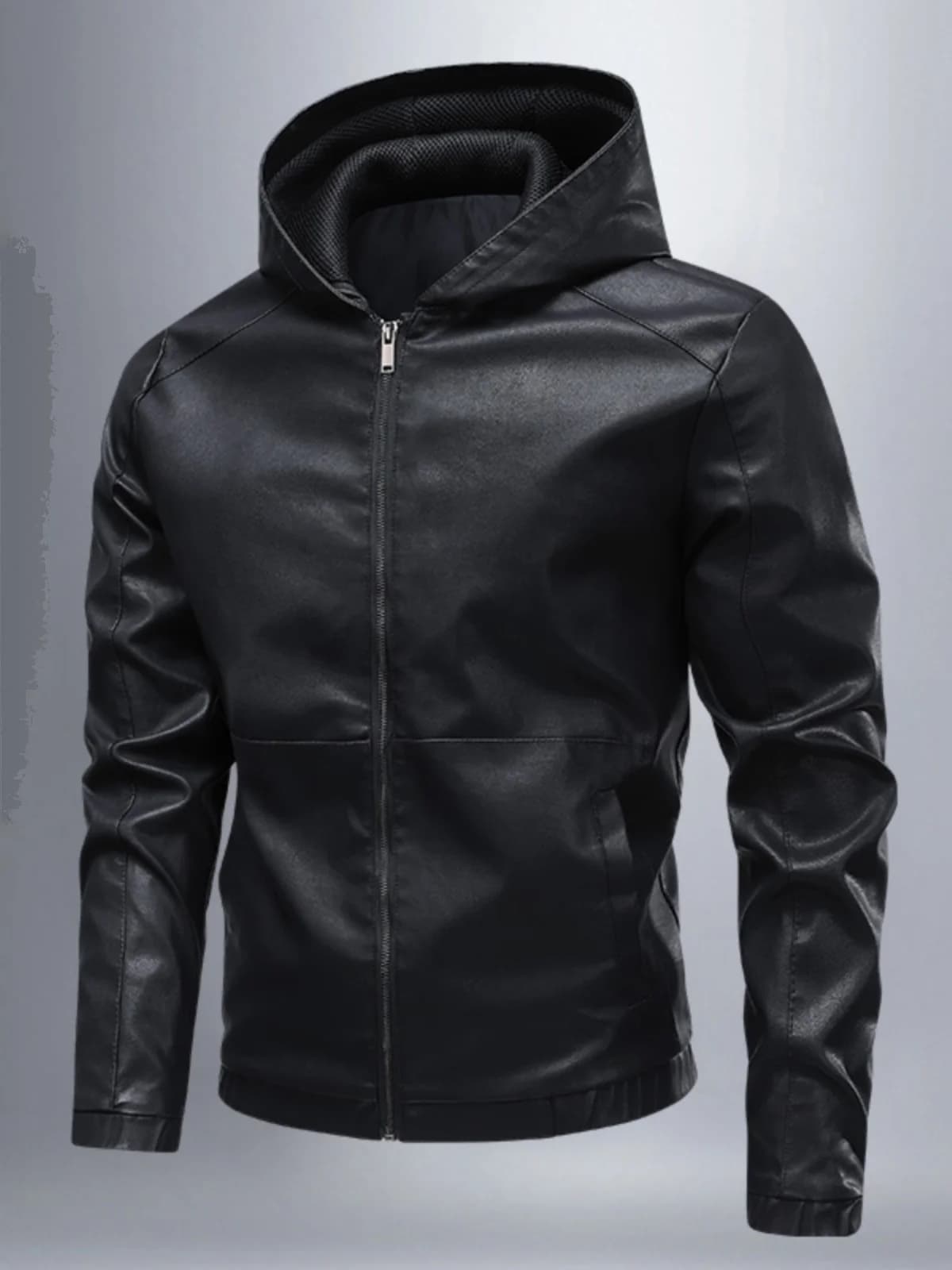 Retro American Spring Autumn PU Leather Biker Jacket Men's Casual Handsome Leather Coat Youth Loose Fit Modern Style Zipper C...