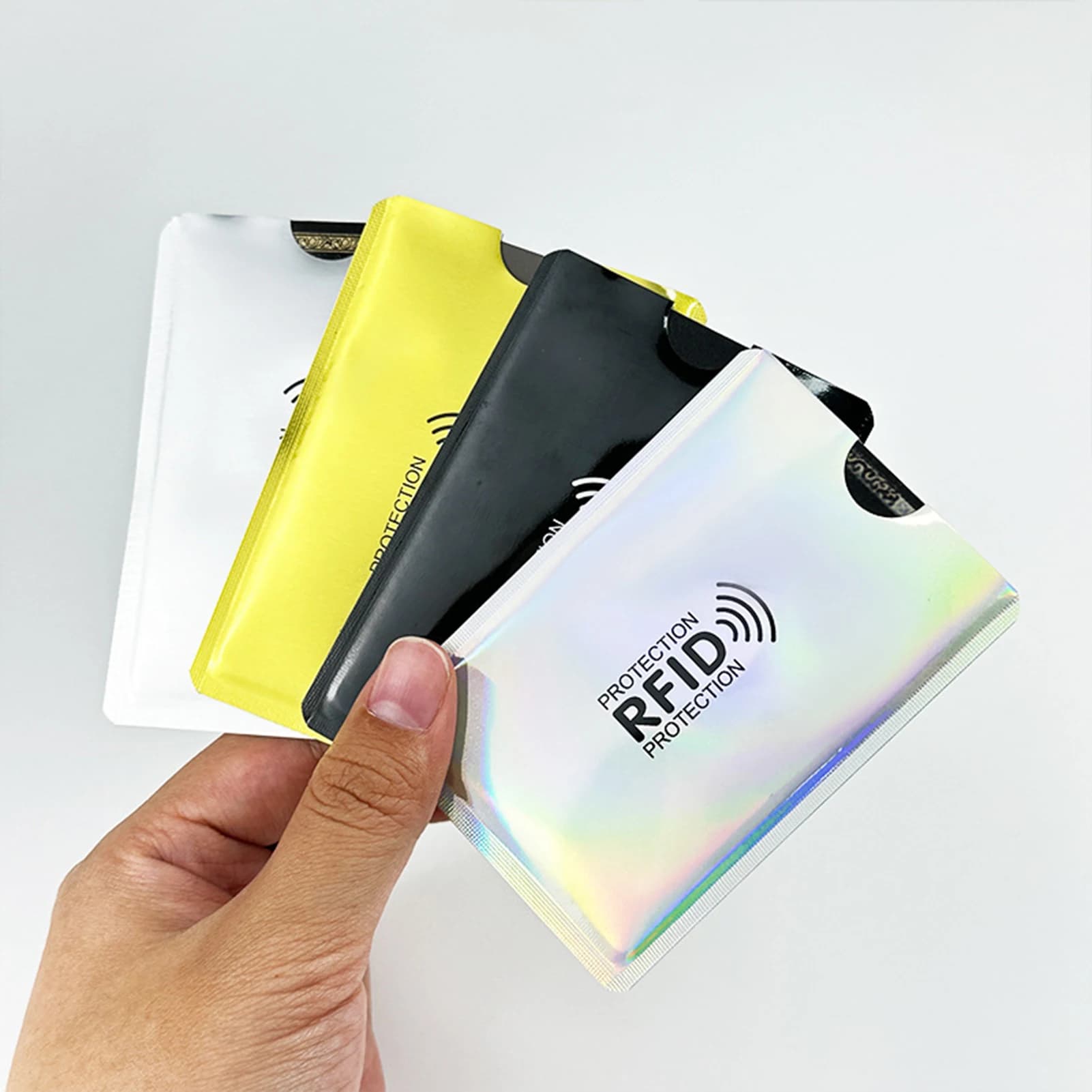 1Pc Nuovo Anti Porta carte di credito Metallo Nfc Blocco Lettore Blocco ID Borsa per carte di credito Uomo Donna Custodia per carte in alluminio laser Proteggi