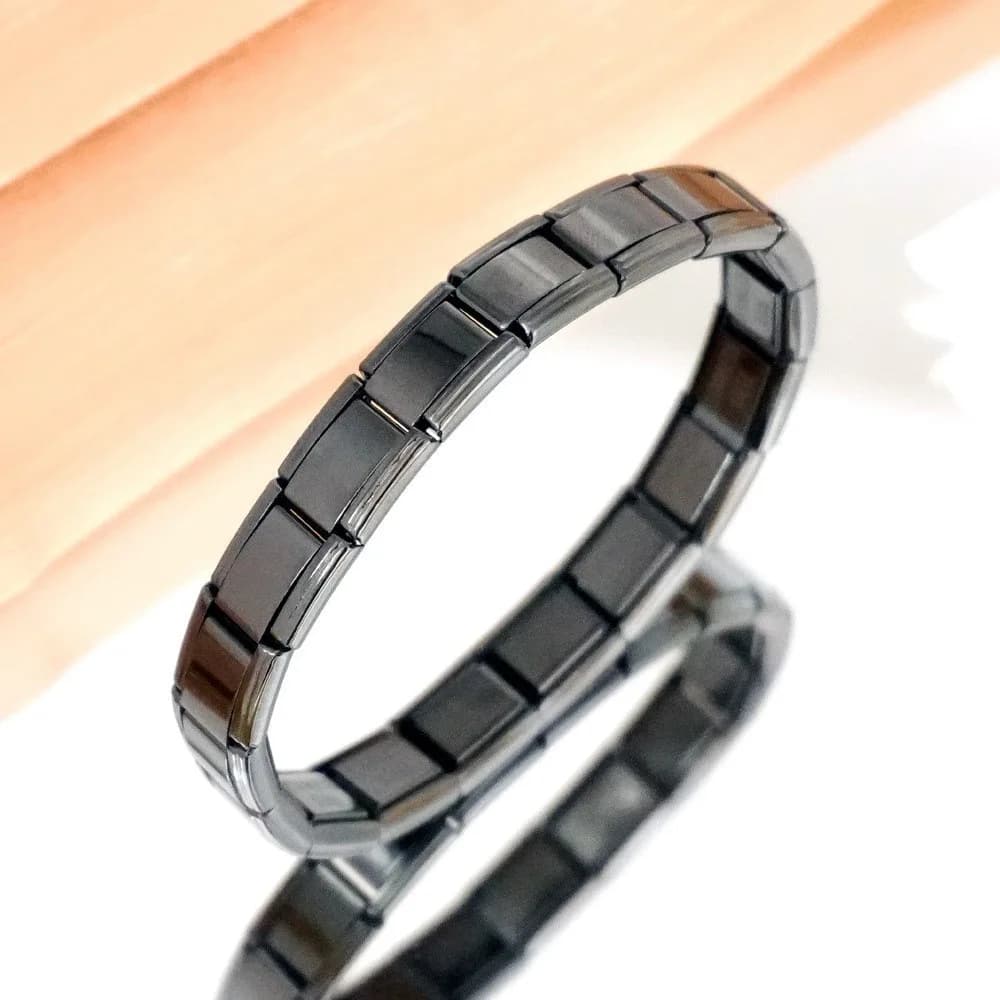 New Women's Jewelry DIY 9mm Width Elastic Bracelet with Solid Color Stainless Steel Fashion Bracelet Pendants